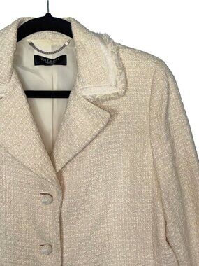 Talbots Ivory Textured Cropped Blazer - Size 12P - New Without Tags